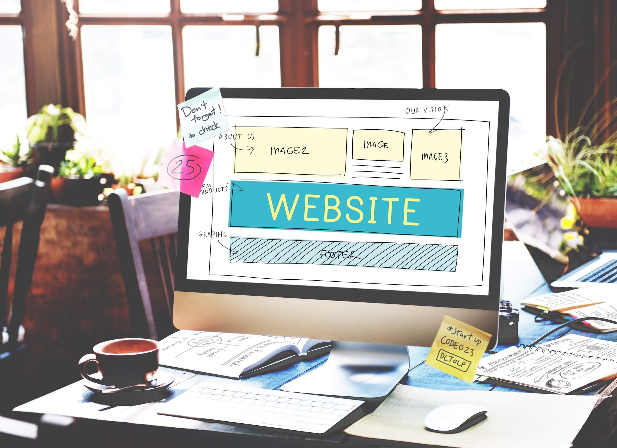 A website design on a desktop computer