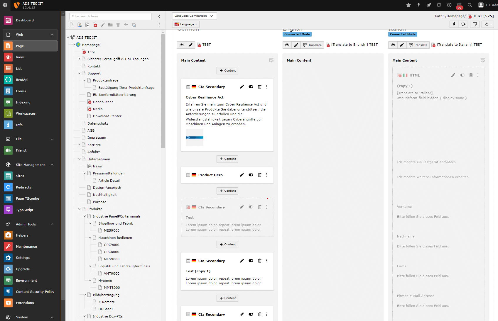 Typo 3 content elements/blocks