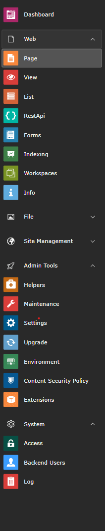 TYPO3 sidebar