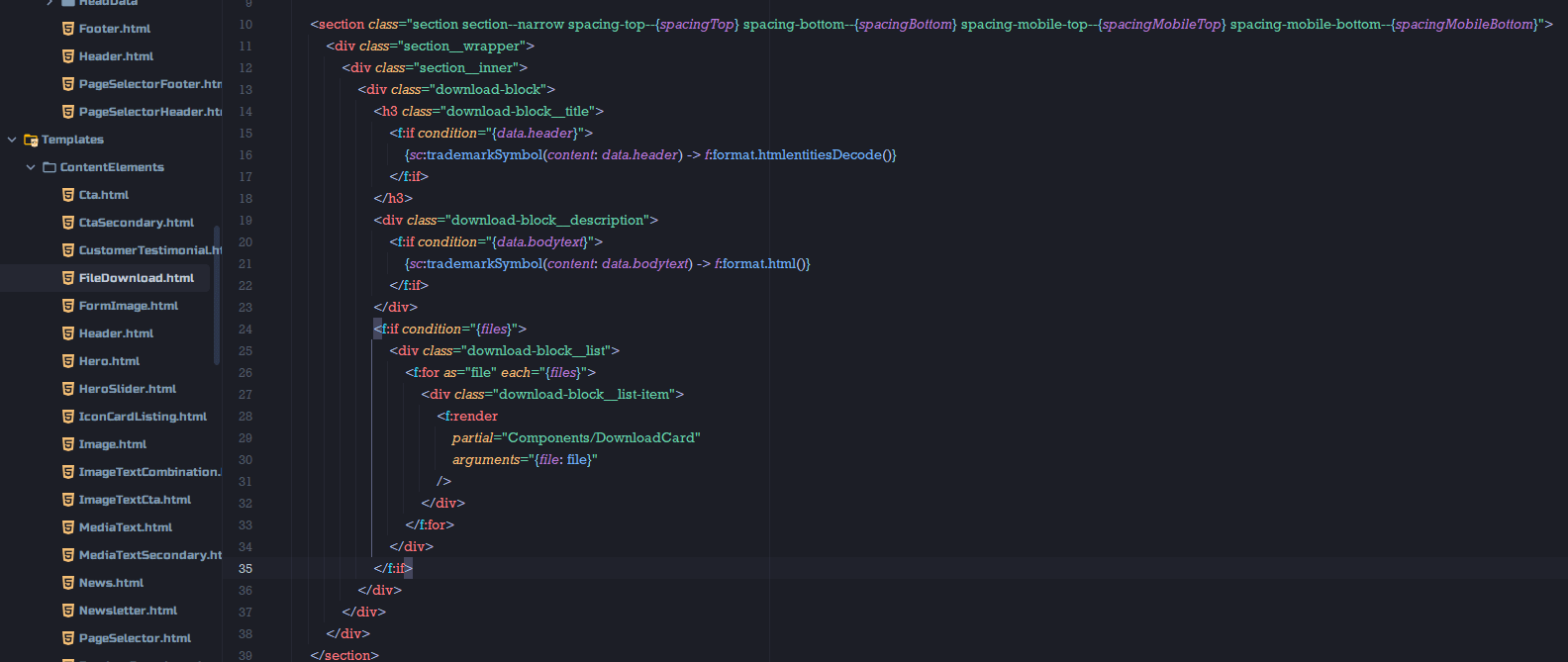 TYPO3 fluid code example
