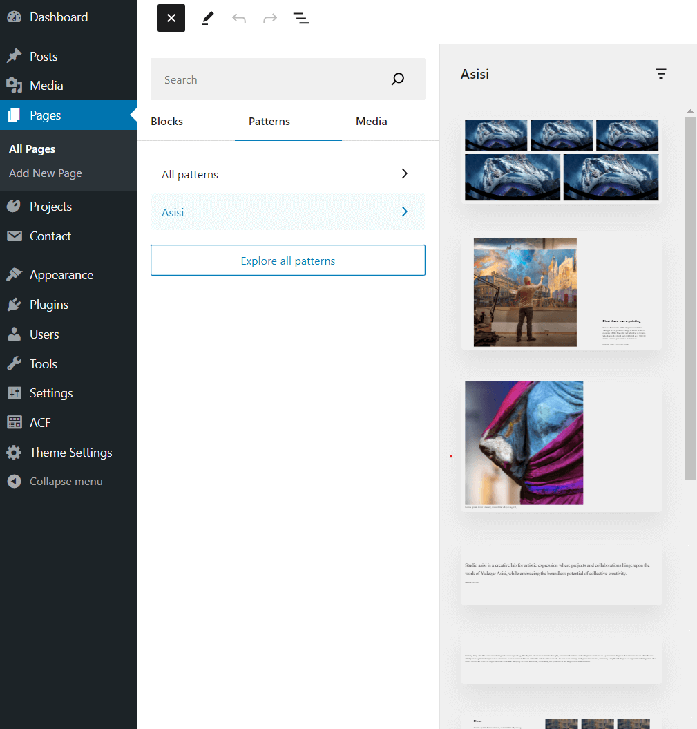 WordPress Patterns example